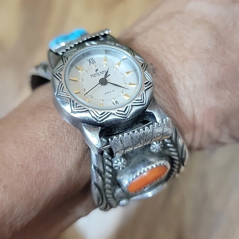 1950's Rare Navajo Sidewinder Cuff Bracelet Watch - Picture 4 of 16